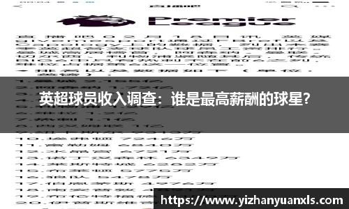 英超球员收入调查：谁是最高薪酬的球星？